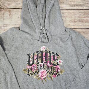 Vans Hoodie Girls Youth XL Rose Floral Off The Wall Gray
